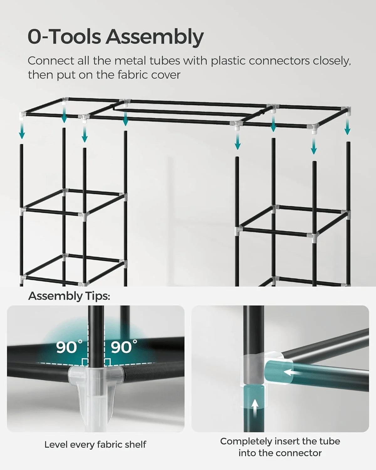 Portable Wardrobe Closet With Shelves And Clothes Rails