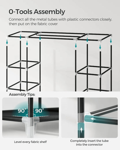 Portable Wardrobe Closet With Shelves And Clothes Rails