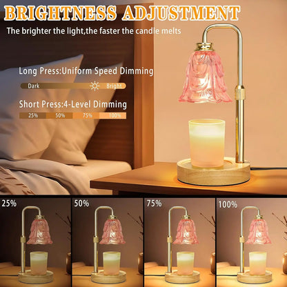 Pink Tulip Candle Warmer Lamp With Timer Dimmer