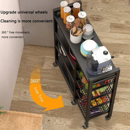 Rolling 4-Tier Kitchen Storage Organizer