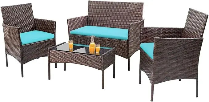 4-Piece Rattan Patio Furniture Set