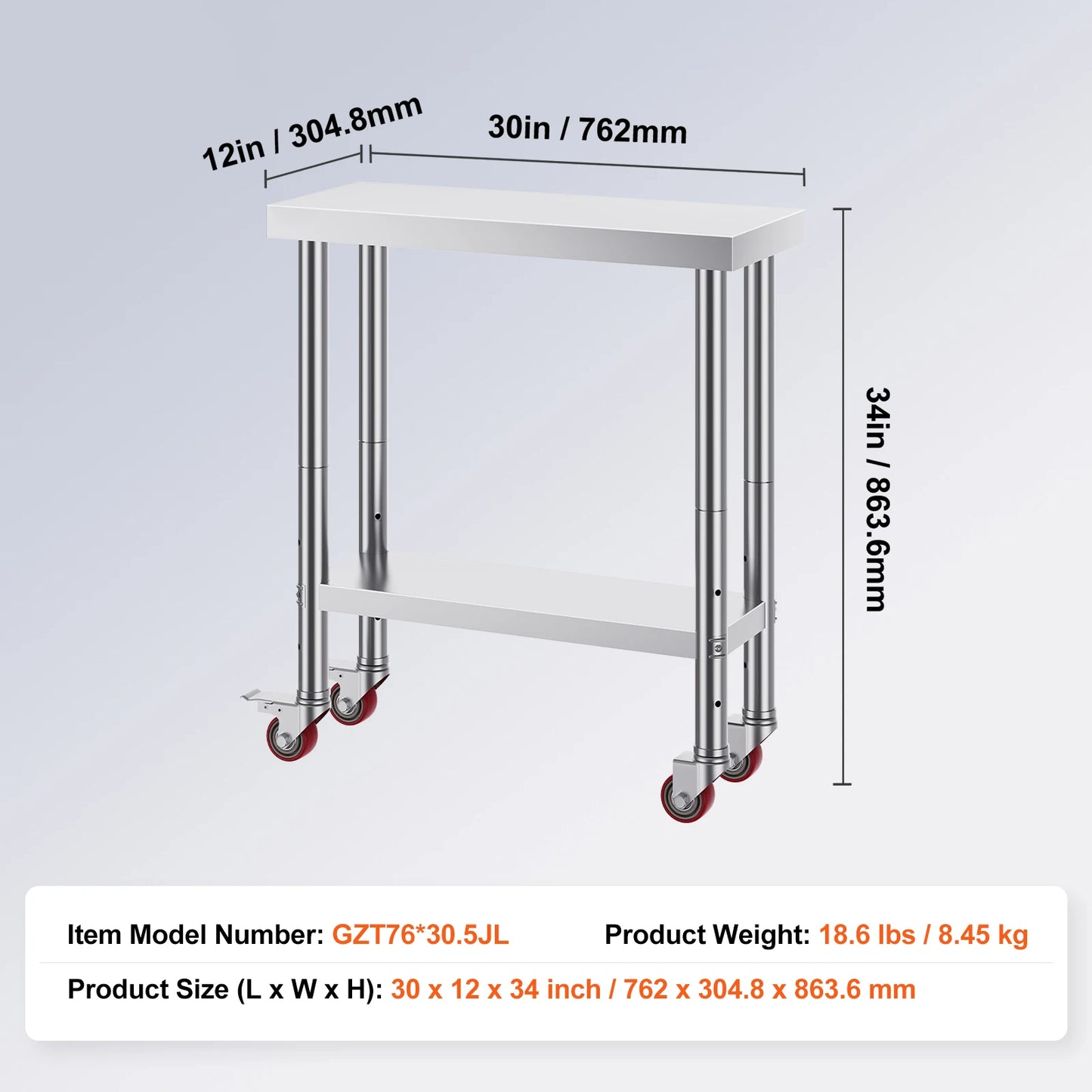 Stainless Steel Kitchen Work Table With Shelves