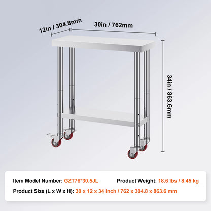 Stainless Steel Kitchen Work Table With Shelves