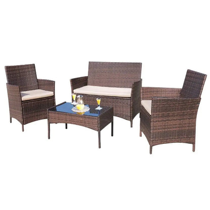 4-Piece Rattan Wicker Patio Furniture Set