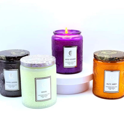 Embossed Glass Soy Wax Aromatherapy Candle