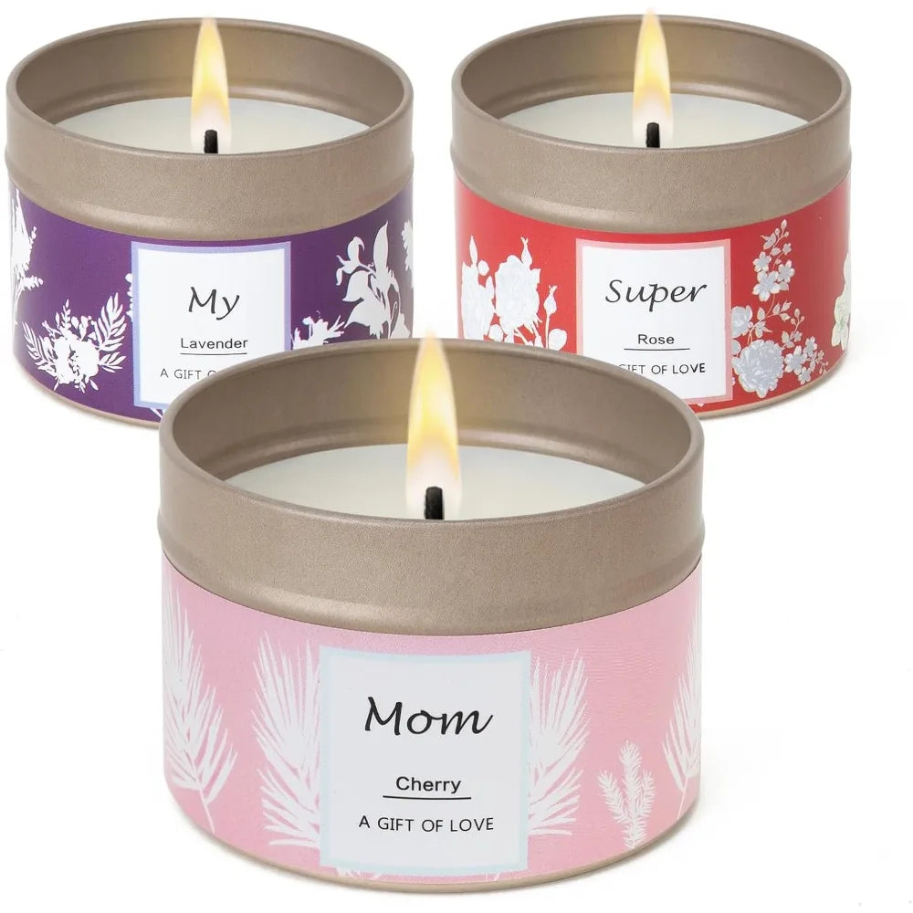 Scented Candles Gifts for Women, 3 Pack 2.6 oz Natural Soy Aromatherapy Candles for Women, Exquisite Candles Set Gift