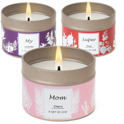 Scented Candles Gifts for Women, 3 Pack 2.6 oz Natural Soy Aromatherapy Candles for Women, Exquisite Candles Set Gift