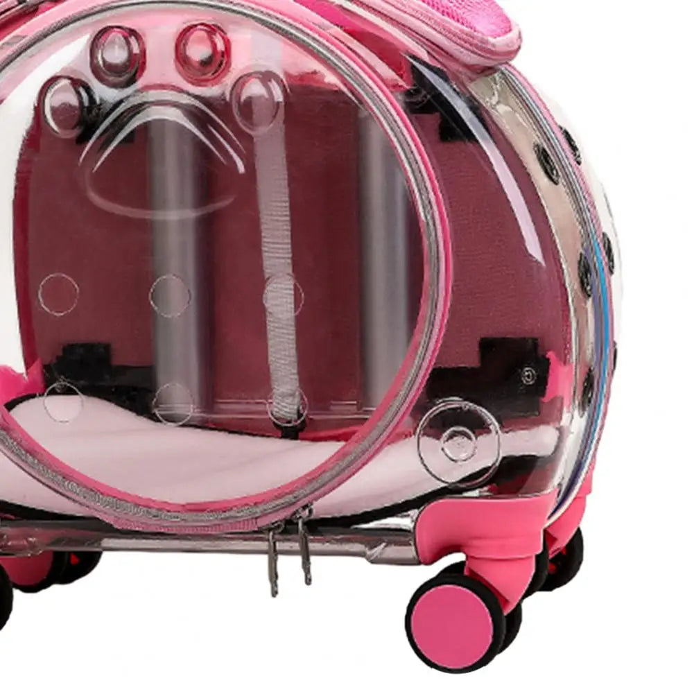 Rolling Transparent Pet Carrier Backpack