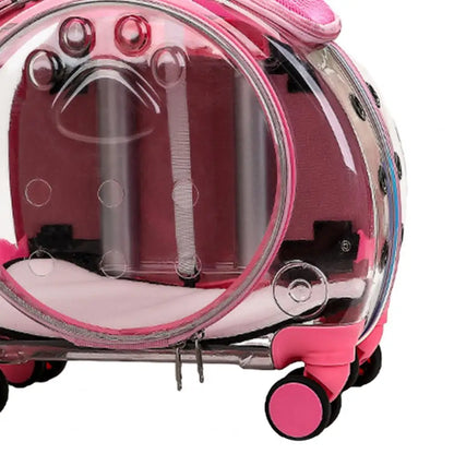 Rolling Transparent Pet Carrier Backpack