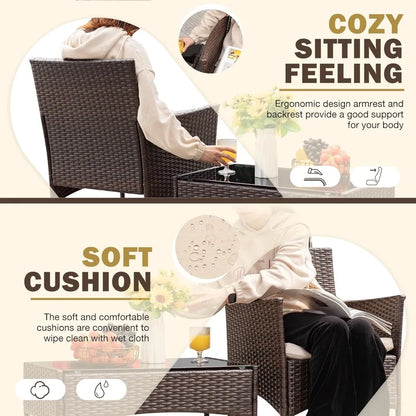 4-Piece Rattan Patio Furniture Set