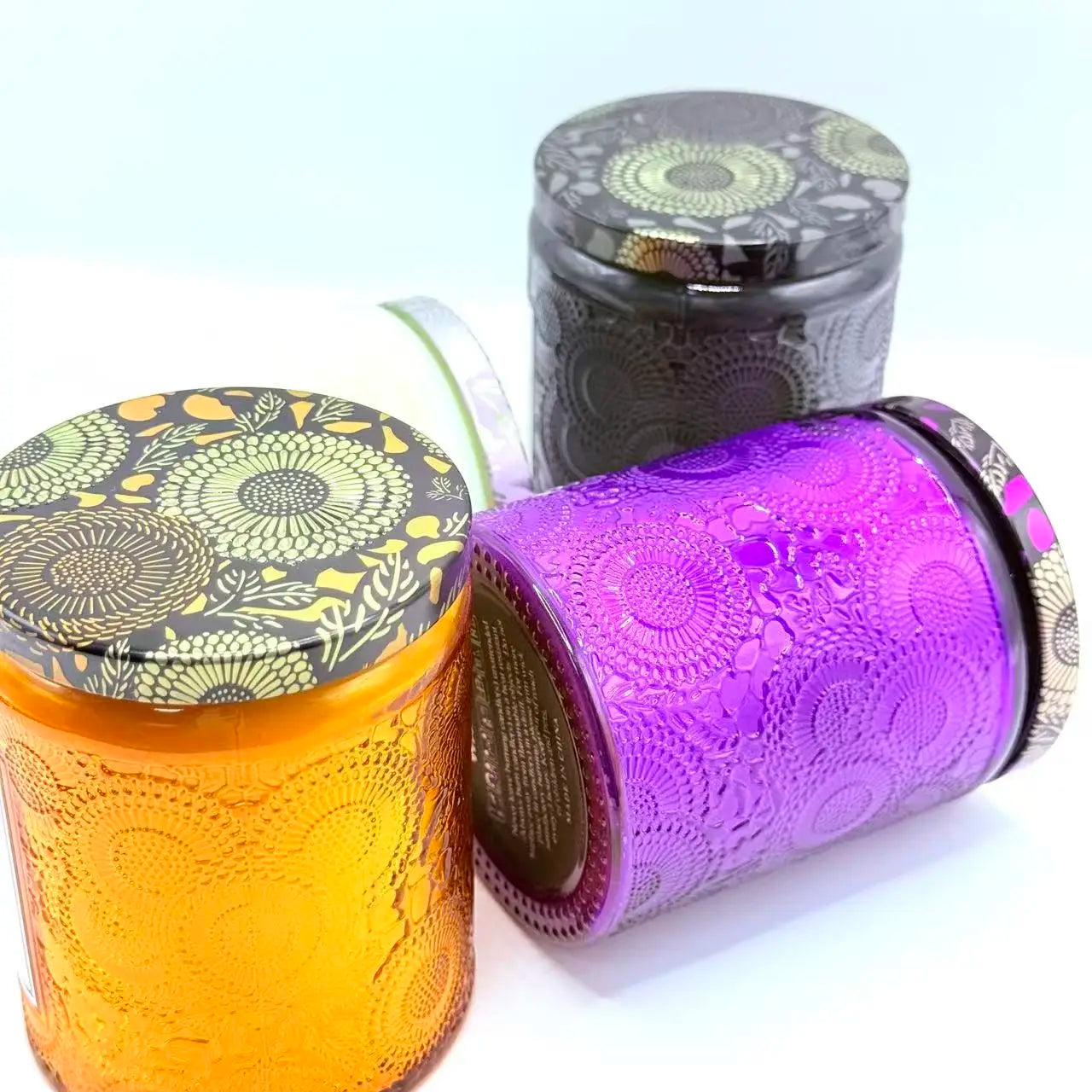 Embossed Glass Soy Wax Aromatherapy Candle