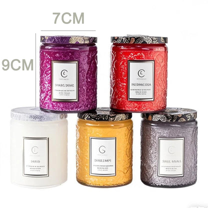 Embossed Glass Soy Wax Aromatherapy Candle