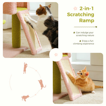 Flower Cat Tree Multi-Level Cat Tower with Sisal Scratching Posts and Top Perch for Indoor Cats