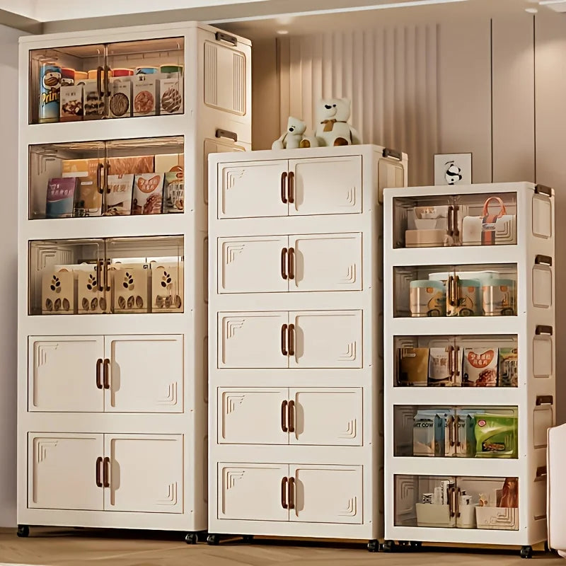 Foldable Stackable Storage Cabinet With Drawers