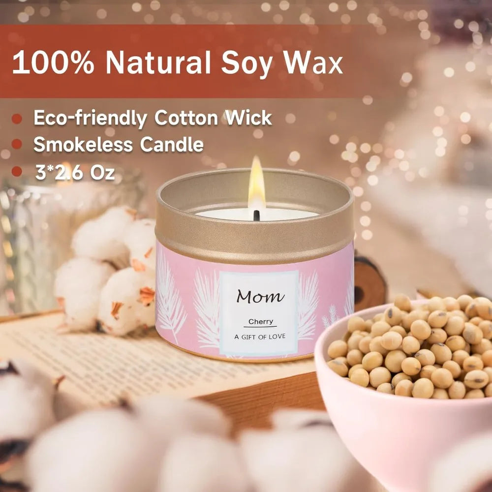 Scented Candles Gifts for Women, 3 Pack 2.6 oz Natural Soy Aromatherapy Candles for Women, Exquisite Candles Set Gift