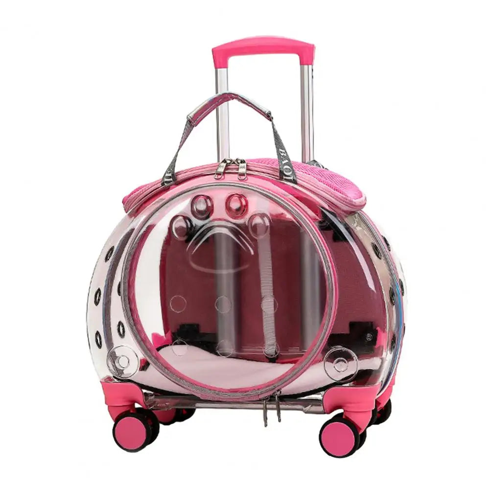 Rolling Transparent Pet Carrier Backpack