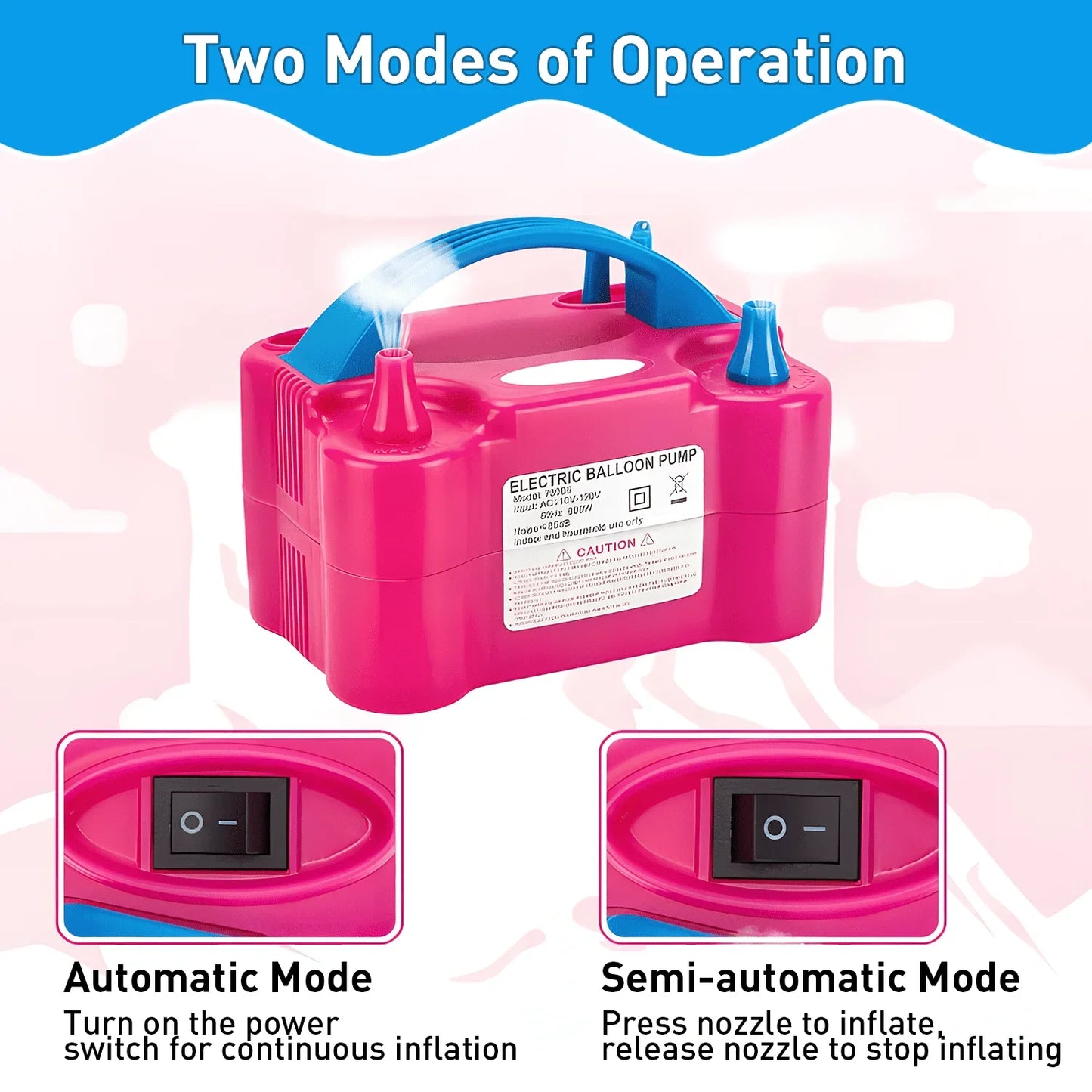 Electric Balloon Pump With Dual Nozzle