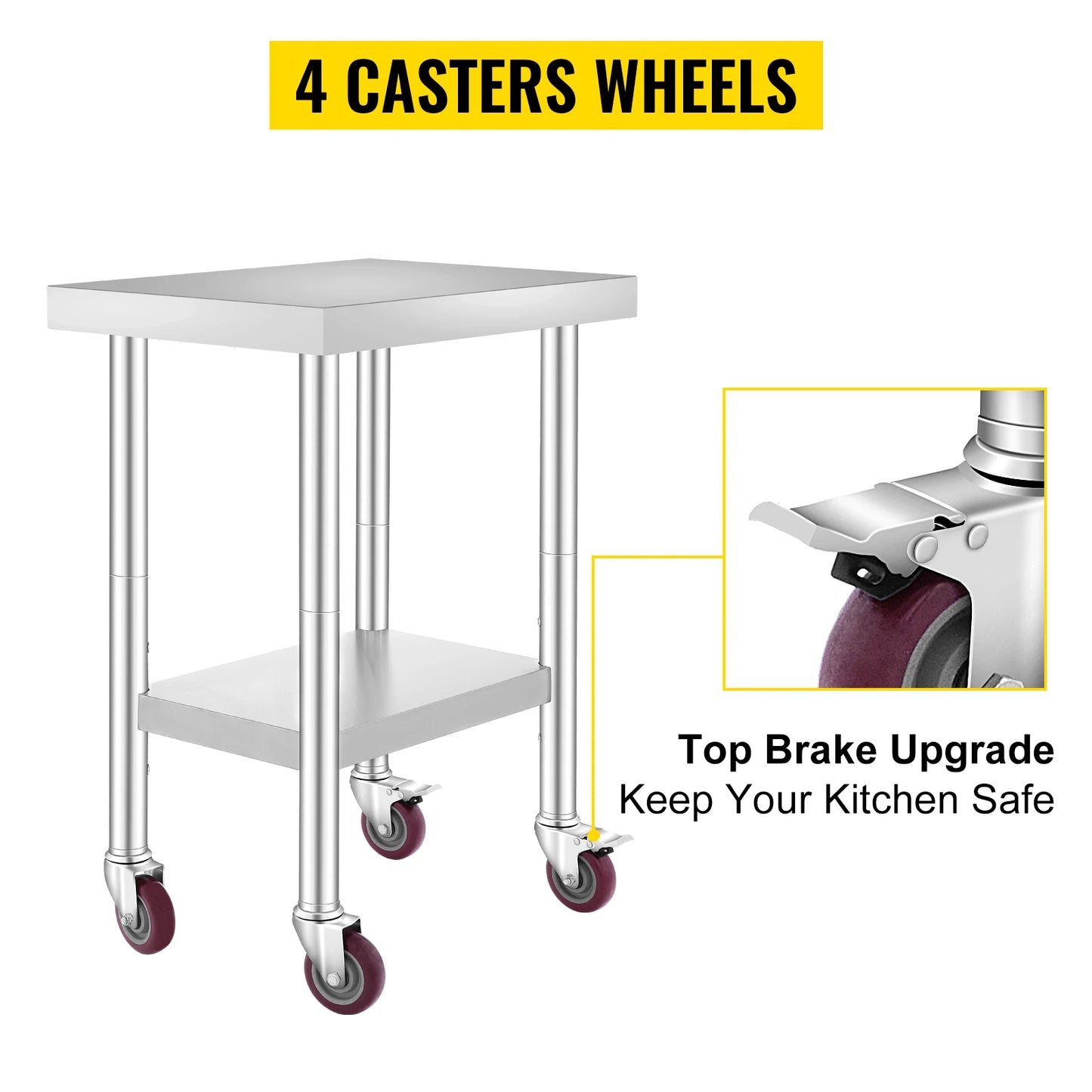 Stainless Steel Kitchen Work Table With Shelves
