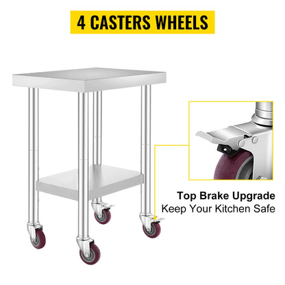 Stainless Steel Kitchen Work Table With Shelves