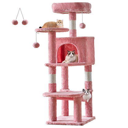 44in Cat Tree with Natural Sisal Scratching Posts for Indoor Cat