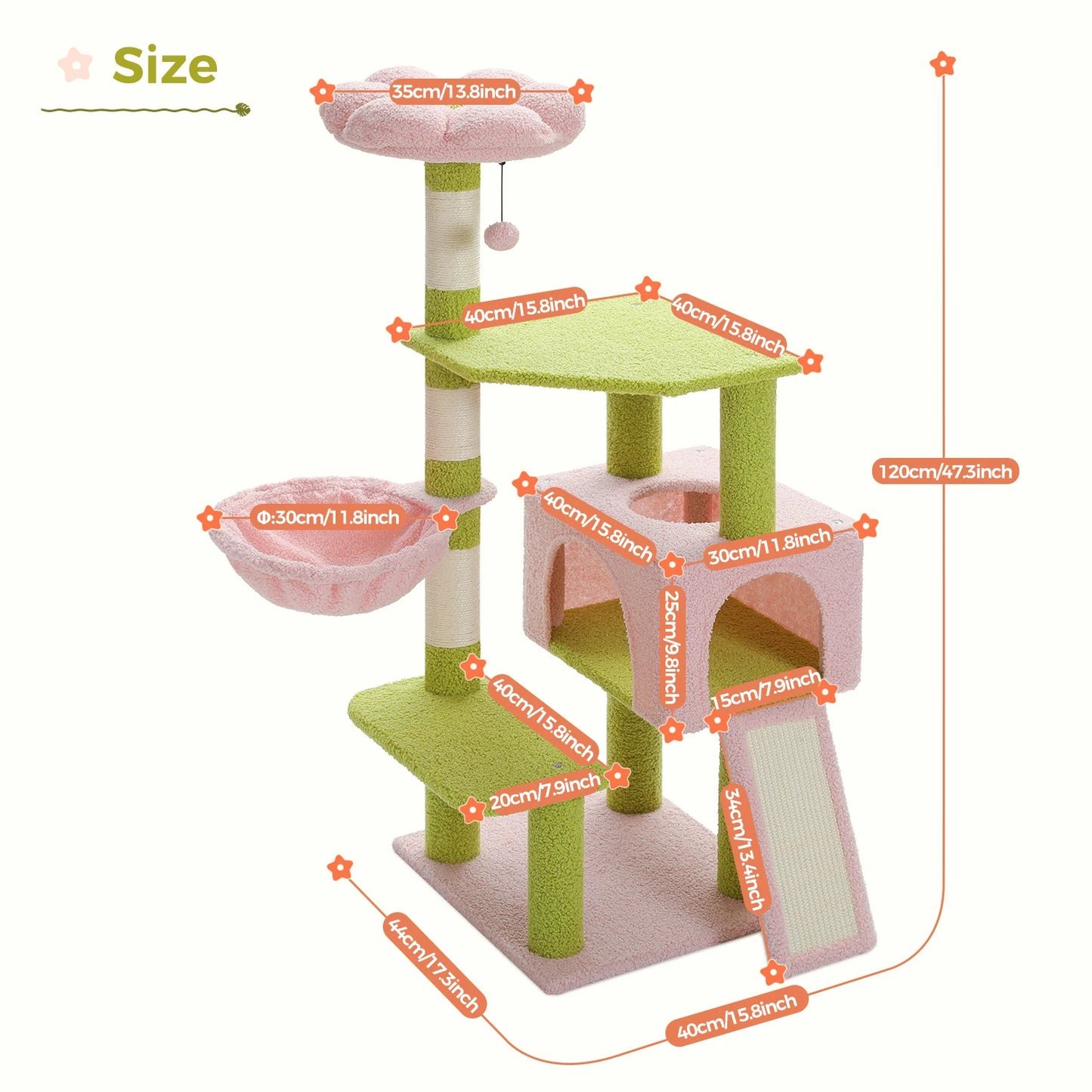 Flower Cat Tree Multi-Level Cat Tower with Sisal Scratching Posts and Top Perch for Indoor Cats