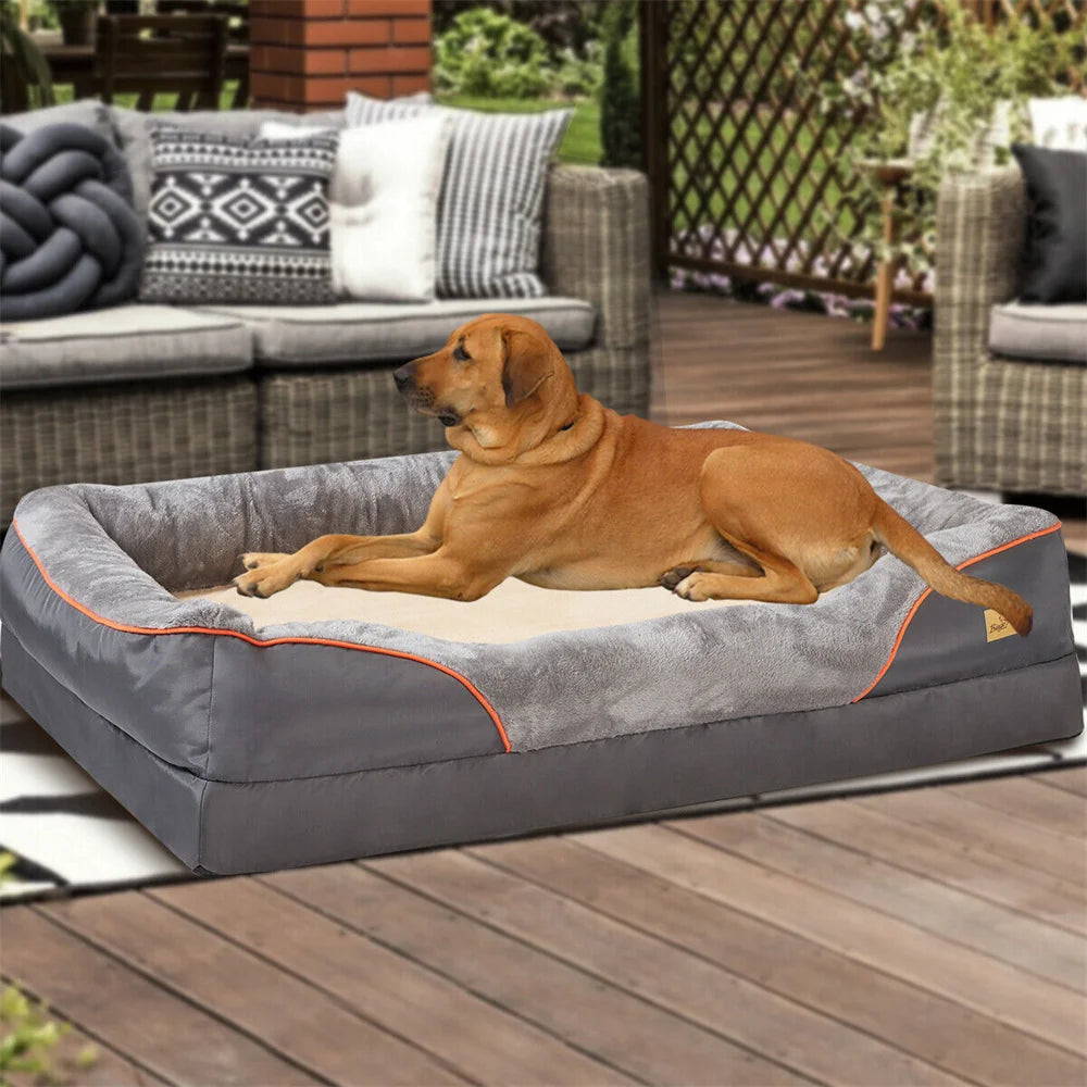 Jumbo Orthopedic Dog Bed with Memory Foam, Waterproof Cushion and Removable Cover