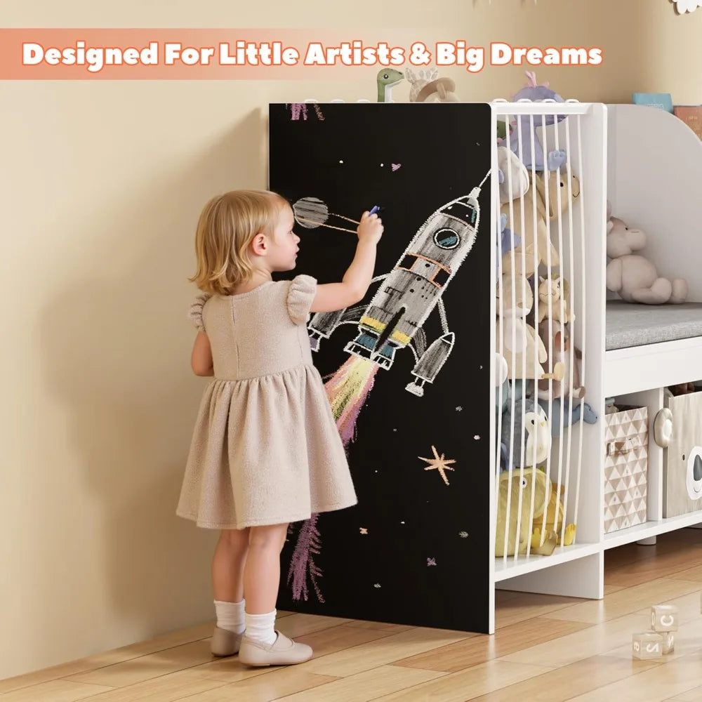 Kids Reading Nook Bench With Storage Cubbies
