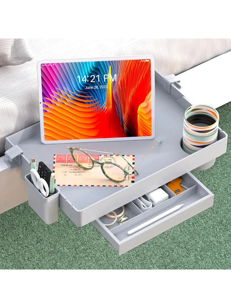 Foldable Bedside Nightstand Tray with Cup Holder
