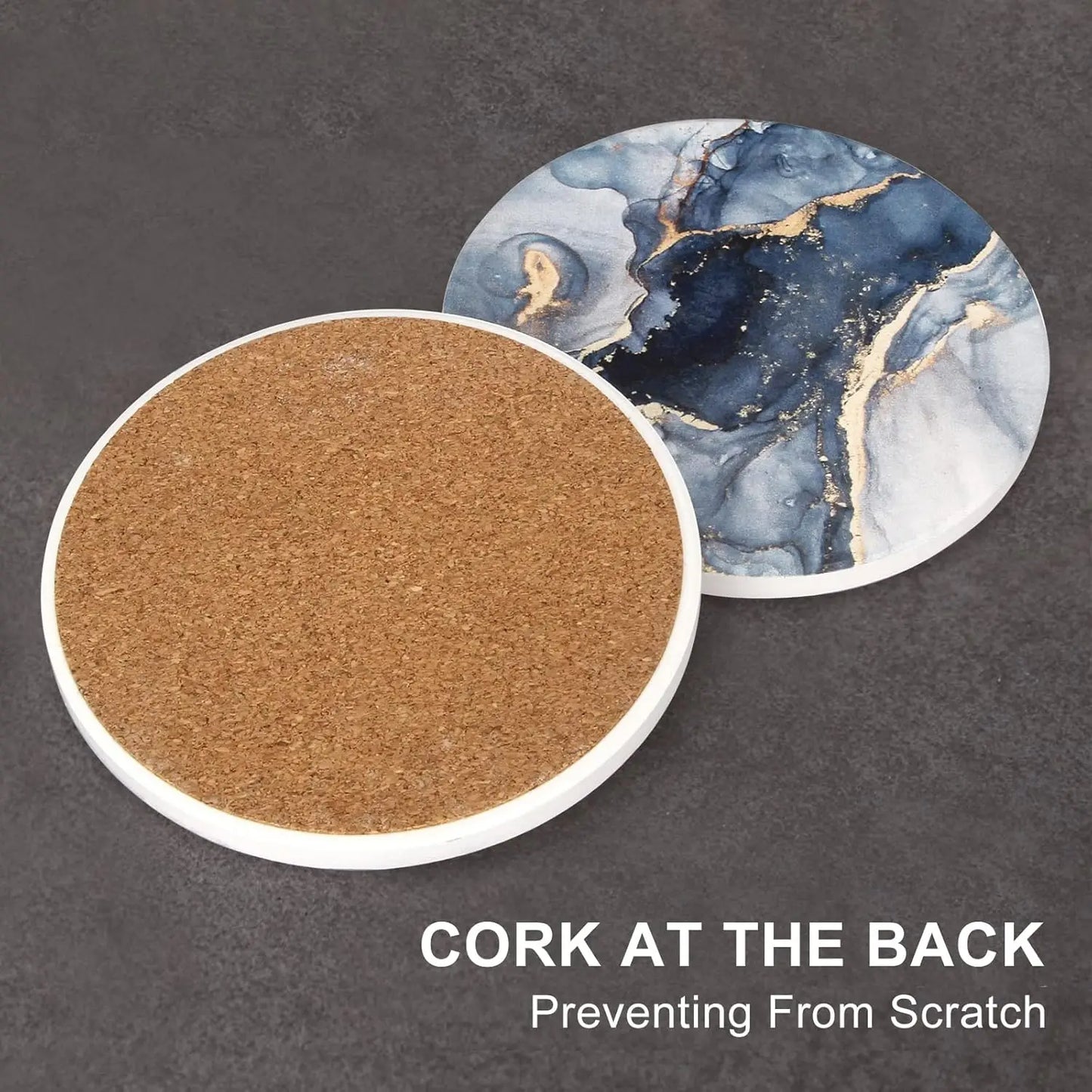 Ceramic Marble Coaster Set With Gold Holder
