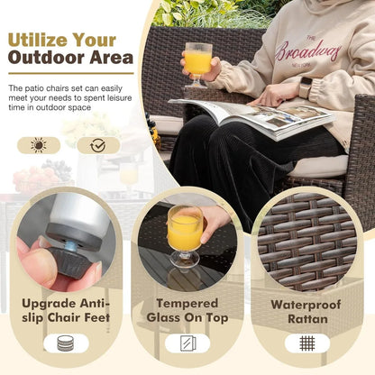 4-Piece Rattan Patio Furniture Set
