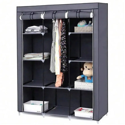 Portable Wardrobe Closet With Shelves And Clothes Rails