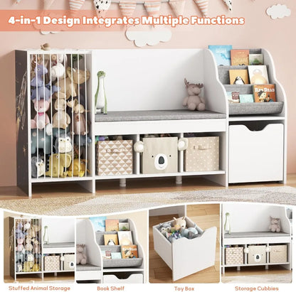 Kids Reading Nook Bench With Storage Cubbies