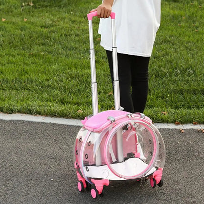 Rolling Transparent Pet Carrier Backpack