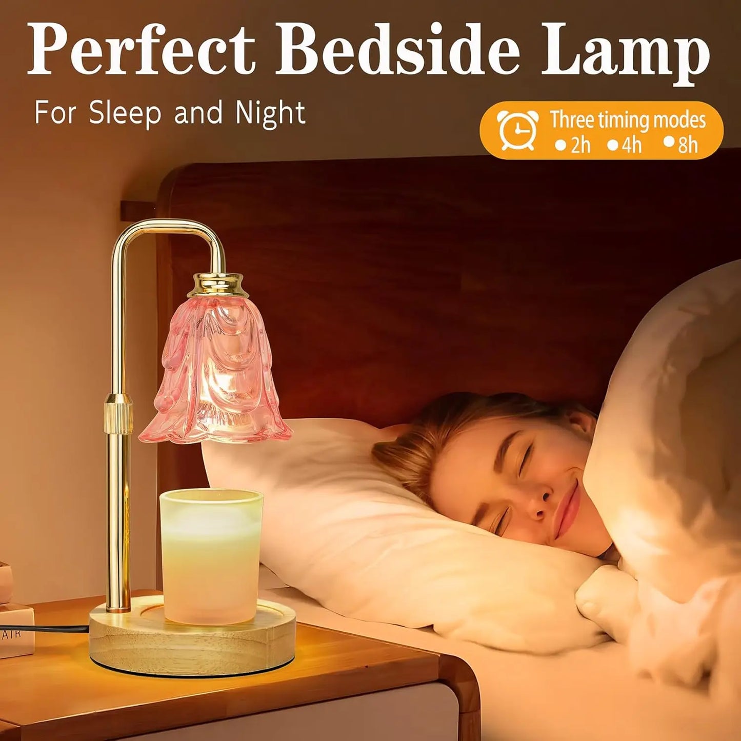 Pink Tulip Candle Warmer Lamp With Timer Dimmer
