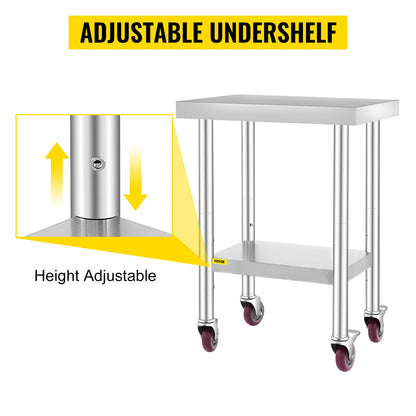 Stainless Steel Kitchen Work Table With Shelves