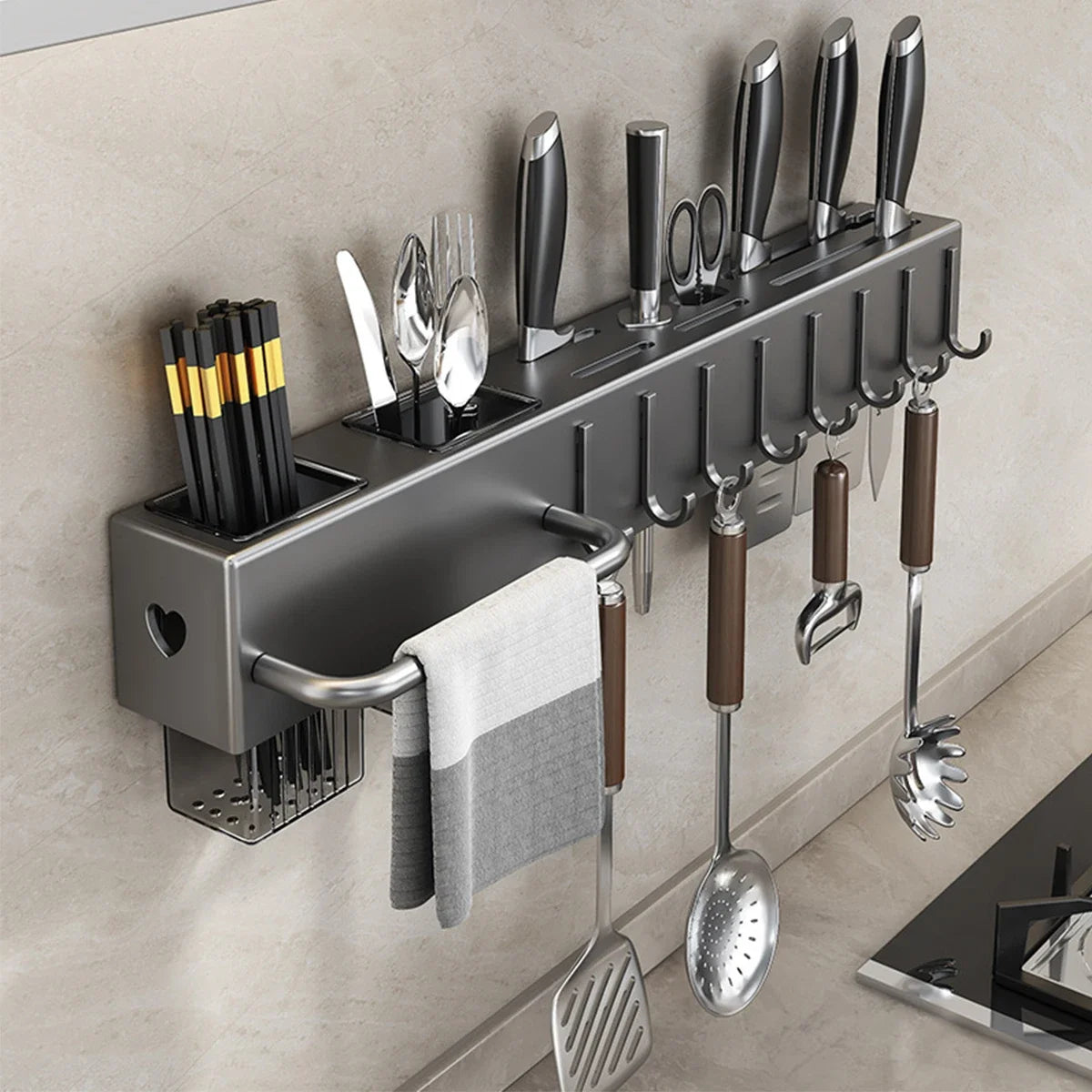 Wall Mounted Kitchen Utensil Storage Rack