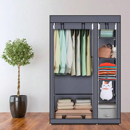 Portable Wardrobe Closet With Shelves And Clothes Rails