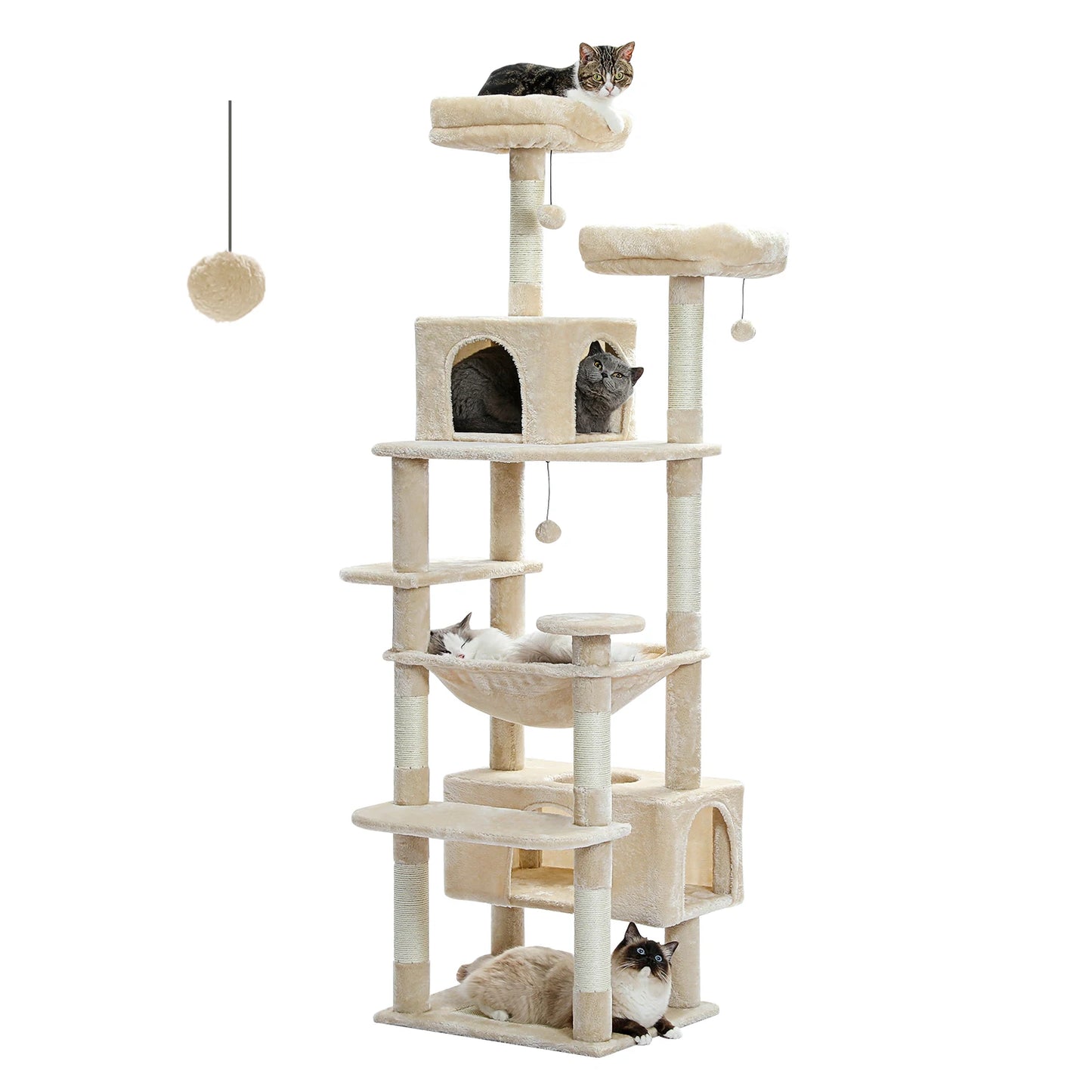 Large Cat Tree With Scratching Posts And Hammock