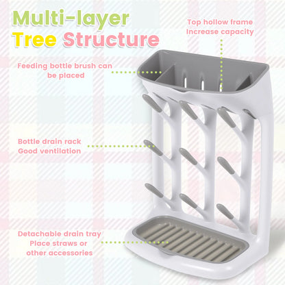 Baby Bottle Drying Rack With Detachable Tray
