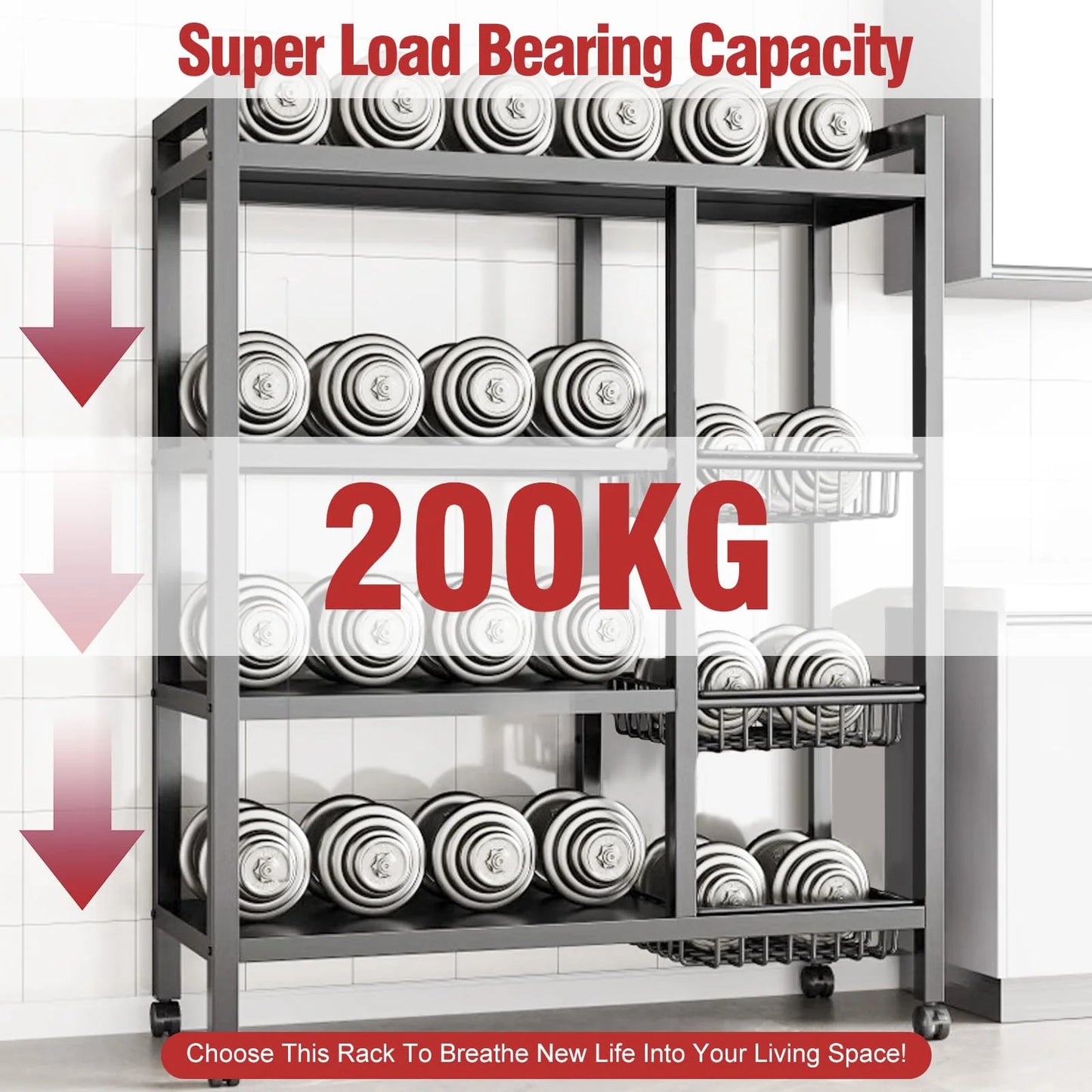 Rolling 4-Tier Kitchen Storage Organizer