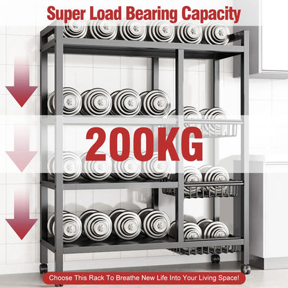 Rolling 4-Tier Kitchen Storage Organizer