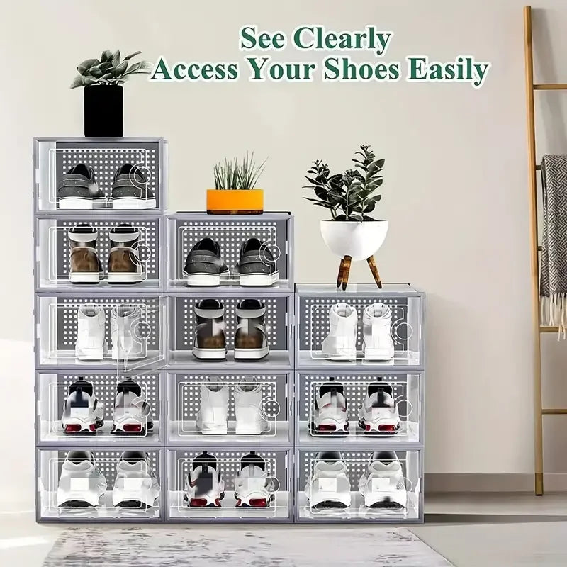Clear Stackable Shoe Storage Boxes With Lids