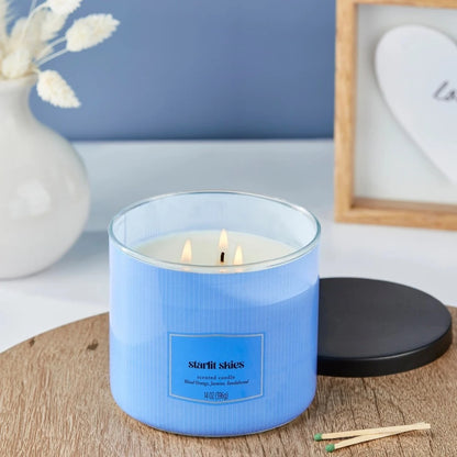3-Wick Textured Wrapped Starlit Skies Scented Candle, 14 oz