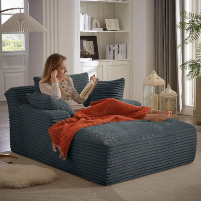 Oversized Chaise Lounge Chair with Pillows and Corduroy Fabric for Living Room or Bedroom