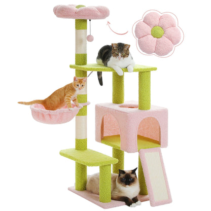 Flower Cat Tree Multi-Level Cat Tower with Sisal Scratching Posts and Top Perch for Indoor Cats