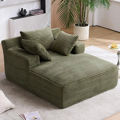 Oversized Chaise Lounge Chair with Pillows and Corduroy Fabric for Living Room or Bedroom