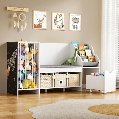 Kids Reading Nook Bench With Storage Cubbies