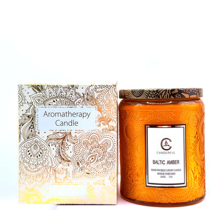Embossed Glass Soy Wax Aromatherapy Candle