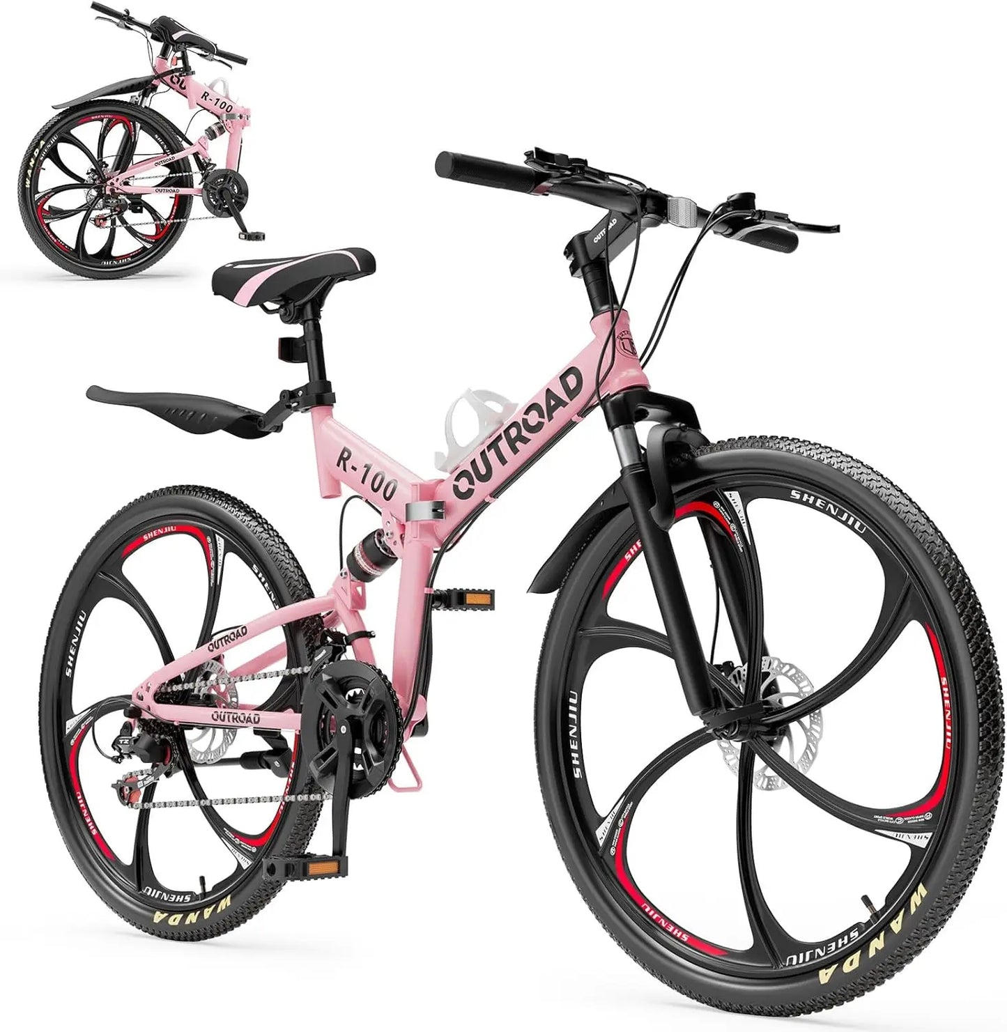 26 Inch Folding Mountain Bike With Dual Suspension