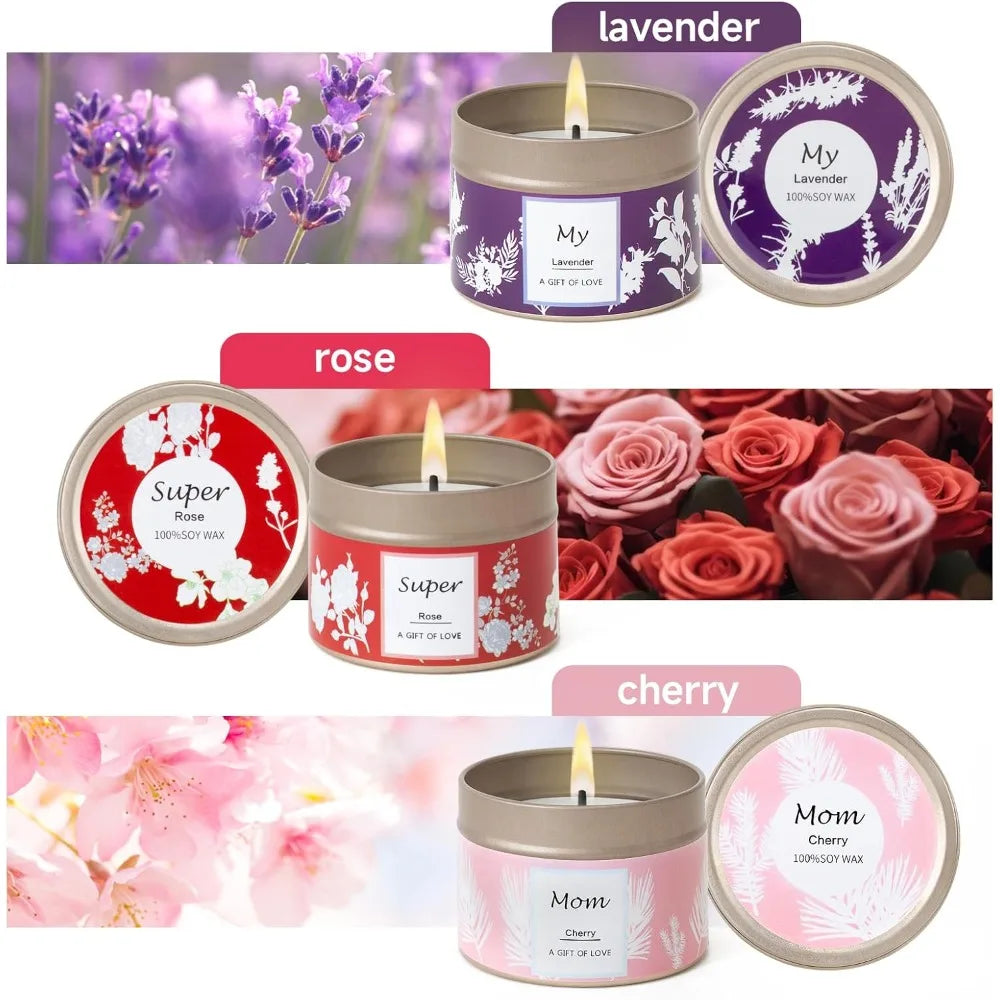 Scented Candles Gifts for Women, 3 Pack 2.6 oz Natural Soy Aromatherapy Candles for Women, Exquisite Candles Set Gift